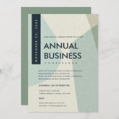 INVITATION MODERNE ABSTRAITE ART AQUA BLEU CONFÉRENCE ÉVÉNEME (Devant / Derrière)