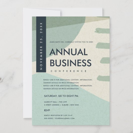 INVITATION MODERNE ABSTRAITE ART AQUA BLEU CONFÉRENCE ÉVÉNEME (Devant)