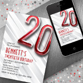 Invitation moderne Adulte 20e Anniversaire