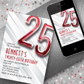Invitation moderne Adulte 25e Anniversaire
