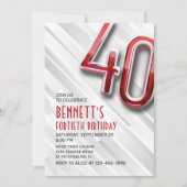 Invitation moderne Adulte 40e Anniversaire (Devant)