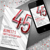 Invitation moderne Adulte 45e Anniversaire