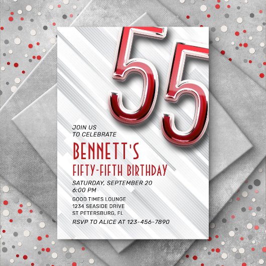 Invitation moderne Adulte 55e Anniversaire