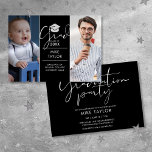 Invitation Moderne Alors Et Maintenant 2 Fête De Graduation P<br><div class="desc">Une invitation élégante à la remise des diplômes avec deux photos spéciales et de la typographie stylée sur un arrière - plan noir. Conçu par Thisisnotme©</div>