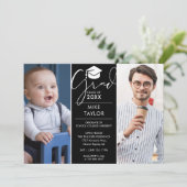 Invitation Moderne Alors Et Maintenant 3 Photo Graduation Par (Debout devant)