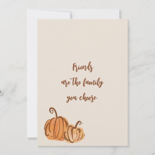 Invitation Moderne amis de citrouille à l'aquarelle en terre (Dos)