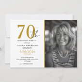 Invitation Moderne Anniversaire 70 Ans Noir & Or A (Devant)