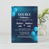 Invitation Moderne Anniversaire Commun Bleu Marine (Debout devant)