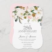 Invitation Moderne Anniversaire de Mariage 25 Ans Floral Blan (Devant / Derrière)