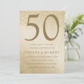 Invitation Moderne Anniversaire de Mariage de 50 ans en Or (Debout devant)