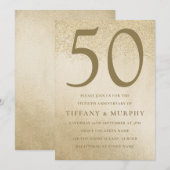 Invitation Moderne Anniversaire de Mariage de 50 ans en Or (Devant / Derrière)