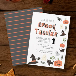 Invitation Moderne Anniversaire d'Halloween Mignon et Effraya