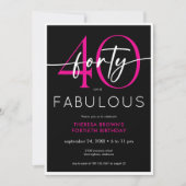 Invitation Moderne Anniversaire Minimal Rose Quarante Fabuleu (Devant)