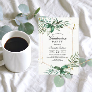 Invitation Moderne aquarelle de verdure fête de graduation