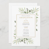 Invitation Moderne aquarelle de verdure fête de graduation (Devant / Derrière)