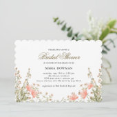 Invitation Moderne Aquarelle fleur sauvage Fête des mariées f (Debout devant)