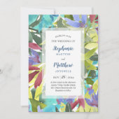 Invitation Moderne Aquarelle Florale Feuillage Turquoise Mari (Devant)