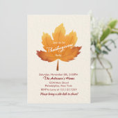 Invitation Moderne aquarelle Maple Thanksgiving Party Invi (Debout devant)