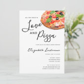 Invitation moderne aquarelle simple amour et pizza (Debout devant)