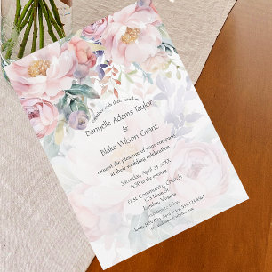 Invitation Moderne Aquarelle traditionnelle Mariage rose