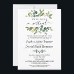 Invitation Moderne aquarelle verte Mariage virtuel<br><div class="desc">Conception élégante et moderne de la carte Virtual Mariage Ceremony. Il présente un cadre verdoyant d'aquarelle magnifique,  flèches eucalyptus feuillage comme séparateur; sur le fond le même cadre verdoyant et initiales. Utilisez l'outil Personnaliser pour ajouter vos informations. Pour plus d'idées,  veuillez visiter ma collection de Mariages virtuels.</div>