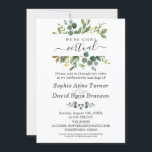 Invitation Moderne aquarelle verte Mariage virtuel<br><div class="desc">Conception élégante et moderne de la carte Virtual Mariage Ceremony. Il présente un cadre verdoyant d'aquarelle magnifique,  flèches eucalyptus feuillage comme séparateur; sur le fond le même cadre verdoyant et initiales. Utilisez l'outil Personnaliser pour ajouter vos informations. Pour plus d'idées,  veuillez visiter ma collection de Mariages virtuels.</div>