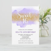 Invitation Moderne aquarelle violet Sweet 16 Seize (Debout devant)