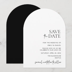 Invitation Moderne, arc, blanc et noir, enregistrer la date
