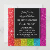 Invitation Moderne Arc-en-ciel Paillettes Coloré Élégant (Dos)