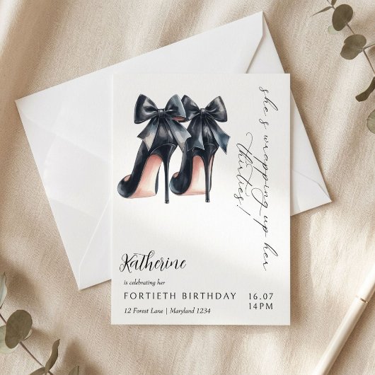 Invitation Moderne Arc Noir & Blanc 40e Anniversaire