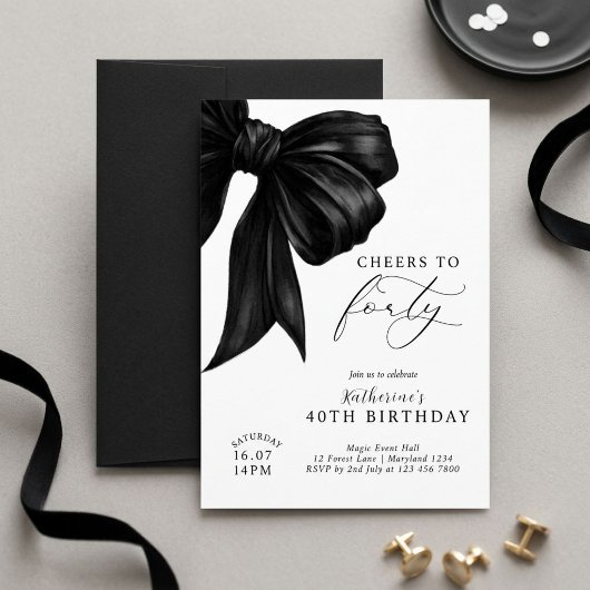 Invitation Moderne Arc Noir & Blanc 40e Anniversaire