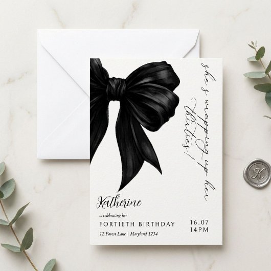Invitation Moderne Arc Noir & Blanc 40e Anniversaire