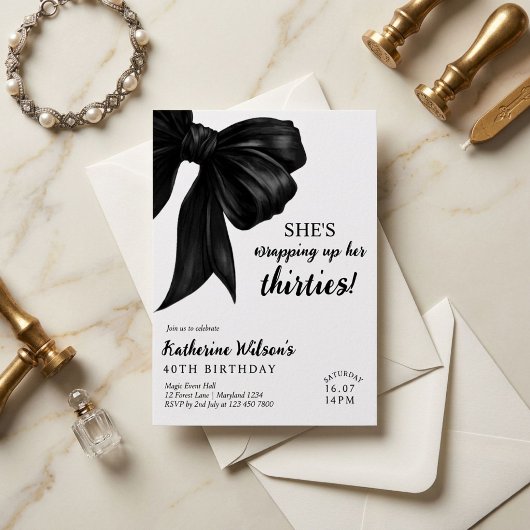 Invitation Moderne Arc Noir & Blanc 40e Anniversaire