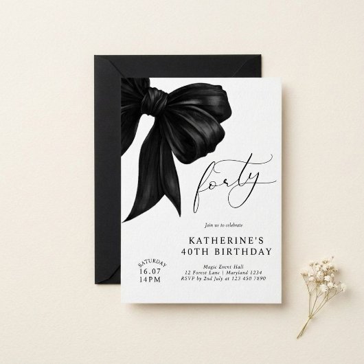 Invitation Moderne Arc Noir & Blanc 40e Anniversaire
