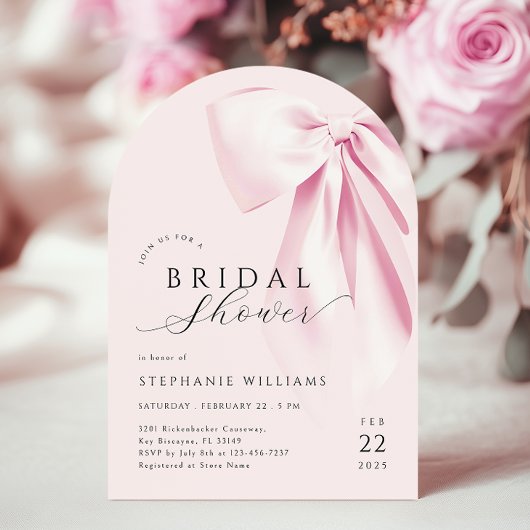Invitation moderne Arch Pink Bow nuptiale douche