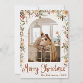 Invitation Moderne Arche florale Boho Joyeux Noël 1 Photo (Devant)