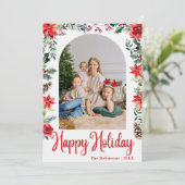 Invitation Moderne Arche florale Boho Joyeux Noël 1 Photo (Debout devant)