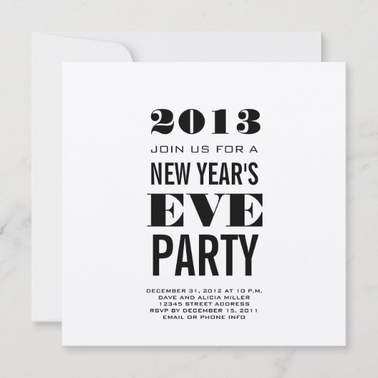 Invitation moderne argenté de partie de 2013 (Devant)
