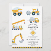 Invitation Moderne Arrêter Le Trafic Construction 1er Anniver (Devant)