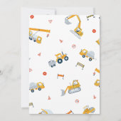 Invitation Moderne Arrêter Le Trafic Construction 1er Anniver (Dos)