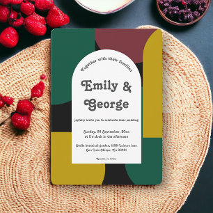 Invitation Moderne Artistique Vert Bourgogne Abstrait Mariage