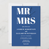 Invitation Moderne audacieux M. Mrs script chic bleu photo ma (Devant)