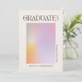 Invitation Moderne aura graduation rose arc-en-ciel (Debout devant)