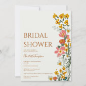 Invitation Moderne automne fleurs rétro douches nuptiales ver (Devant)