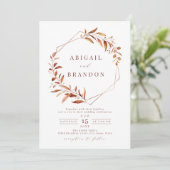 Invitation Moderne Automne Vert Géométrique Rustique Mariage  (Debout devant)