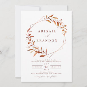 Invitation Moderne Automne Vert Géométrique Rustique Mariage