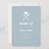 Invitation Moderne Baby shower BBQ Bleu Bleu Simple (Devant)