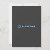 Invitation Moderne Bar Mitzvah Invitition - Bleu & Gris (Dos)