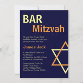 Invitation moderne Bar Mitzvah - Orange & Navy Blu (Devant)
