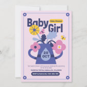 Invitation moderne bébé fille douche (Devant)